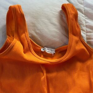 Zara Bright Orange Sleeveless Top